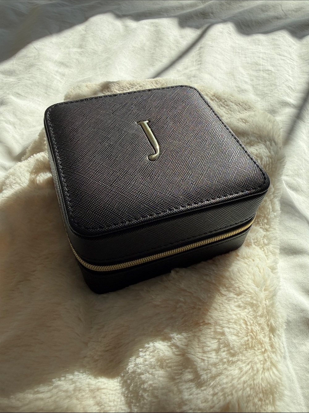 Nordstrom Black Jewelry Travel Case with Gold 'J' Accent
